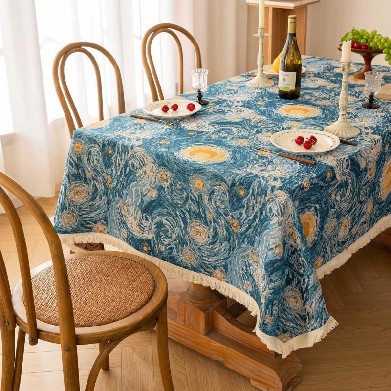 Floral Tablecloth Rustic Farmhouse Cotton Linen Blend Table Cover Dining Coffee