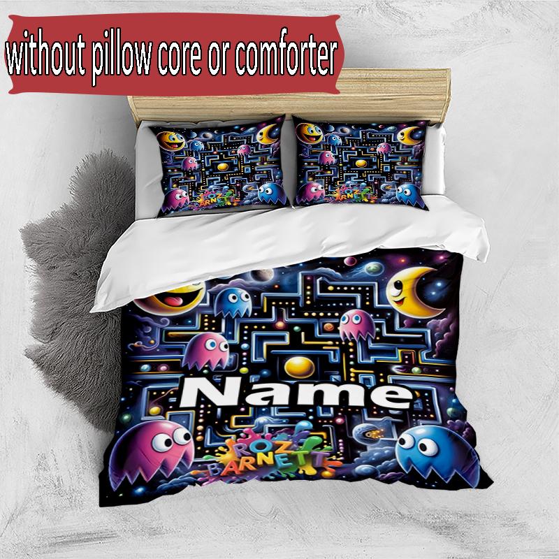 3pcs Duvet Cover Set (1*Duvet Cover + 2*Pillowcase, Without Core), Custom Name PAC Pattern Bedding Set, Home Bedroom Decor Gift
