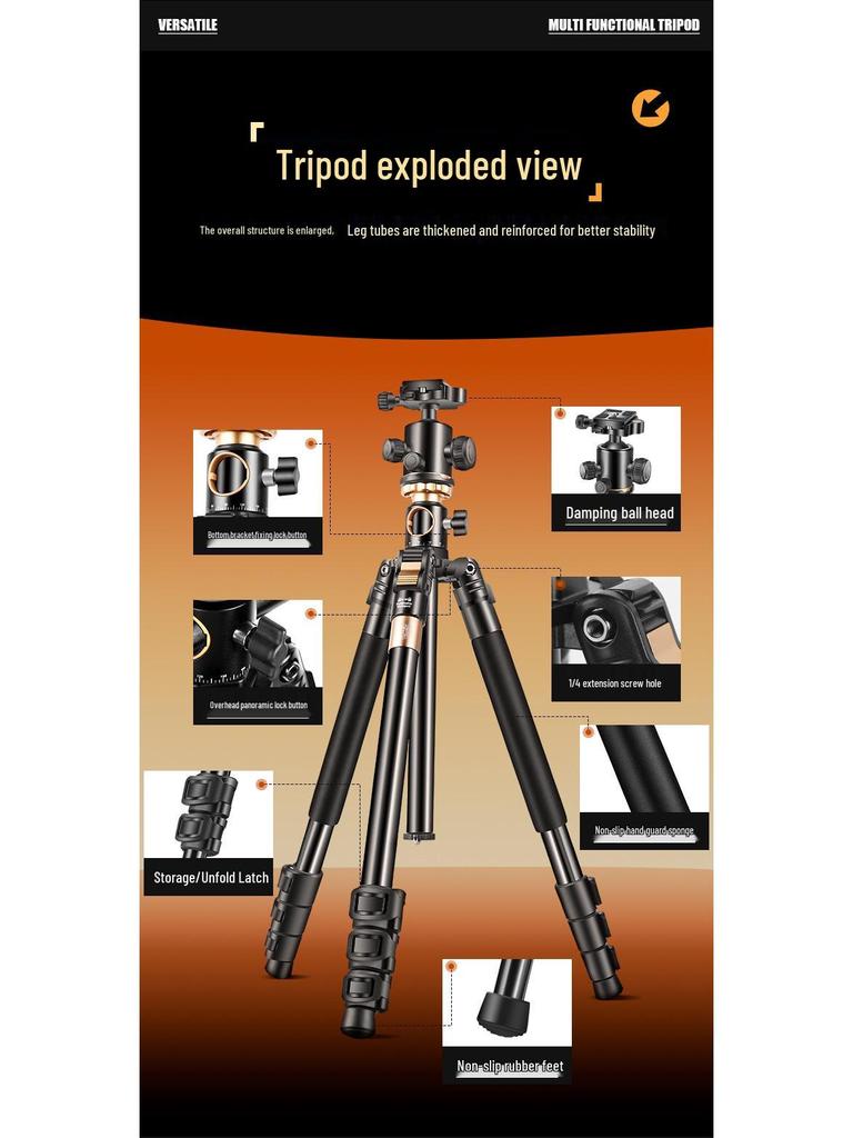 Lightweight Era Q999HE/HR Horizontal Center Column Tripod for Phones & DSLRs - Multifunctional Overhead Shot Capability