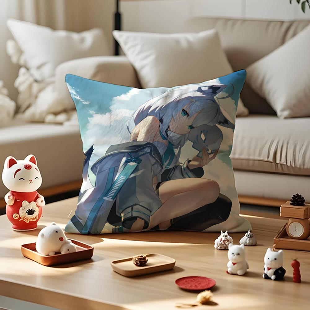 SShirakami Fubuki Pillow Case Antidustmite Pillowcase Invisible Zipper Silky Short Plush Sofa Cushion Cover