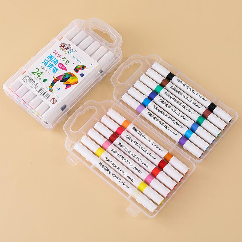 

24/48/72 Colors Dual Tip Acrylic Markers Set Soft Head Brush Pen, No Smudge