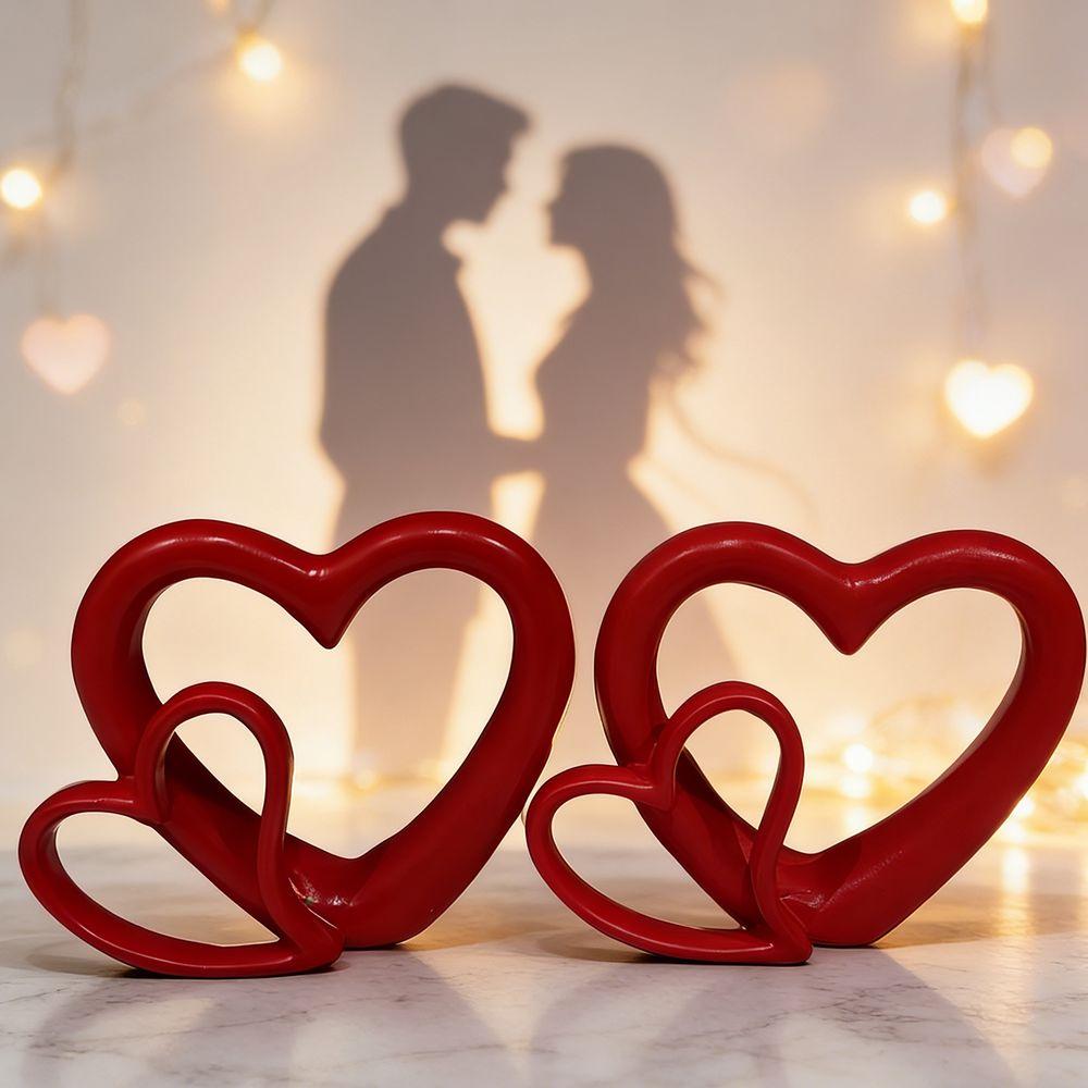 Decoration Valentine's Day Love Ornament Handicraft Double Hollow Heart Models  Couple