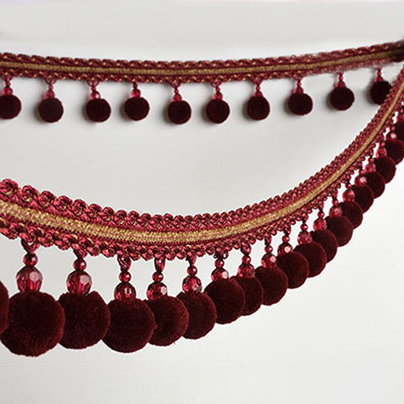 1M Pom Pom European Style Rayon Lace Tassel Fringe Ball Curtain Sofa Tablecloth Accessories Pom Lace Trim Sew Diy Decor Ribbon