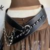 Heavy-Duty Rivet Leather Belt Y2k Dress Jeans Belt Niche Design Women's Waist Belt  Jeans Accessory