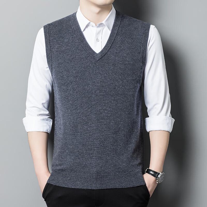 Yiliteng Men's Pure Wool V-Neck Thermal Vest