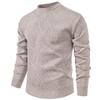 Men's Fall/Winter Fleece-Lined, Thick-Knit Crew-Neck Sweater; Solid-Color Base Layer for Middle-Aged and Older Men