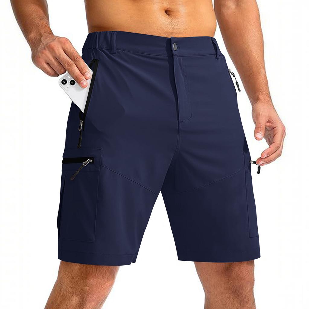 Herrgolfshorts med flera fickor, Elastisk midja, Casual klänningsshorts för sommaren
