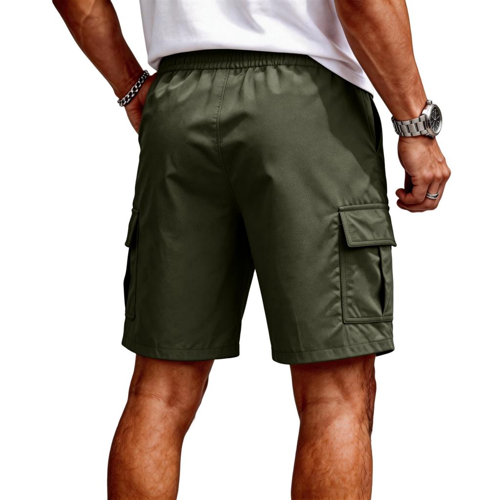 Men Cargo Shorts Relaxed Fit Lightweight Drawstring Waist Casual Summer Shorts with Multiple Pockets for Outdoor Activities