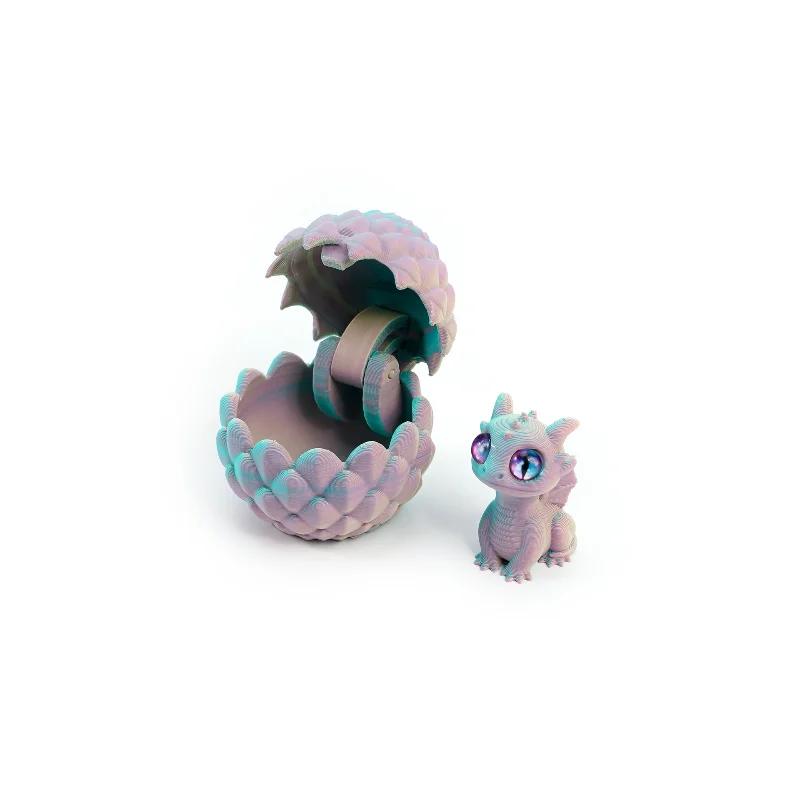 Q Version Creative 3D Printable Hatchable Mini Dragon Egg Set Hatchling Model Halloween Easter Gifts & Desktop Decorations