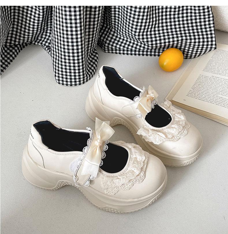 Feiern Sie Retro Ballettstil Sneaker Flacher Ausschnitt Dicke Sohle Einzelschuh für Damen Frühling Herbst Lässig Sport Mary Jane Schuhe