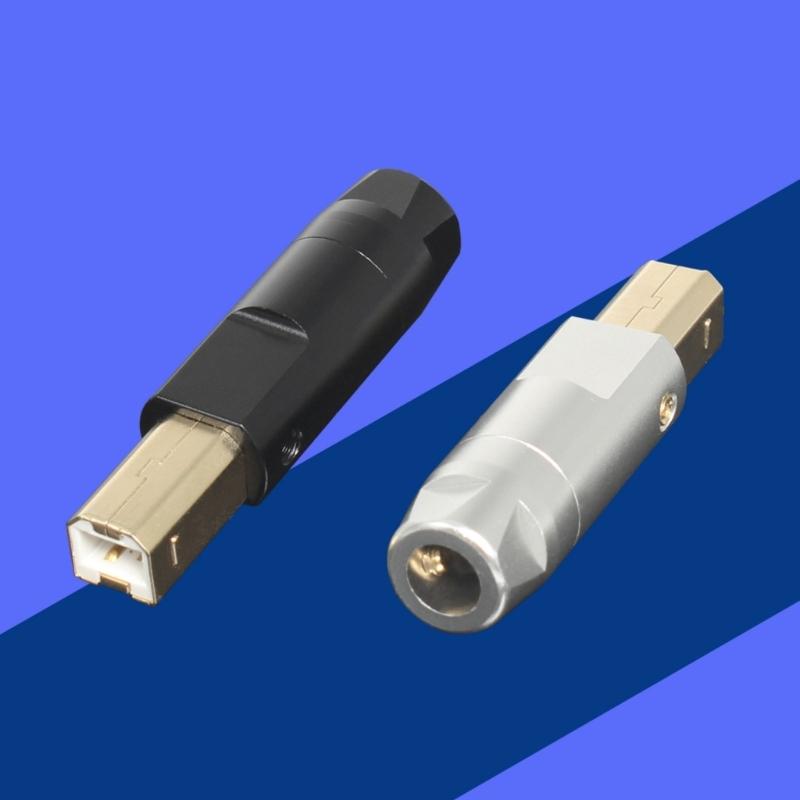 Aluminum Alloy Gold-Plated USB B-Type Plug Connector Housing 6mm Hole for Repairing Printer Data Cables