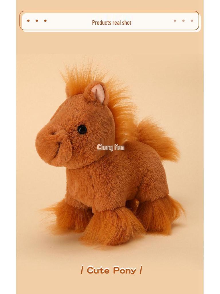 Brązowa Pluszowa Lalka Koń Dzikus - Prezent Urodzinowy dla Dzieci, Chłopców i Dziewczynek