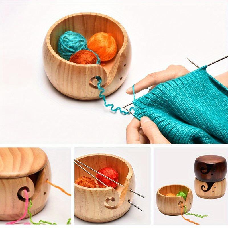 Garnaufbewahrungsschale Holz Häkelgarnhalter Strickwolle Garn Organizer Schalen mit Loch Handarbeitsbedarf Aufbewahrung