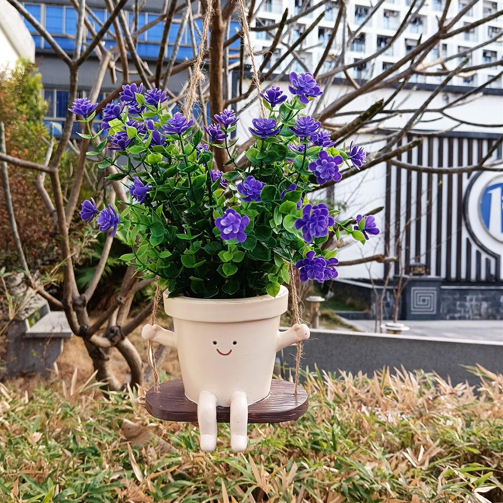 Hanging Hammock Planter Resin Cute Plant Succulent Pots Creative Hanging Swing Chair Planter for Indoor Outdoor Plant