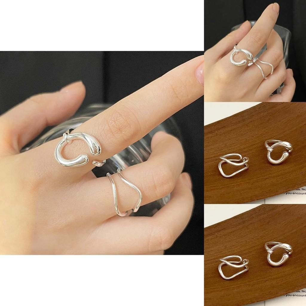 Stunning Irregular Geometric Liquid Metal Ring For Women Adjustable Finger Accessory