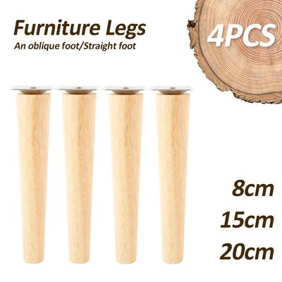 Wooden Furniture Legs Solid Table Feet Oblique/Straight Table Feet Non-slip Chair Feet Replacement Foot Furniture Accessories