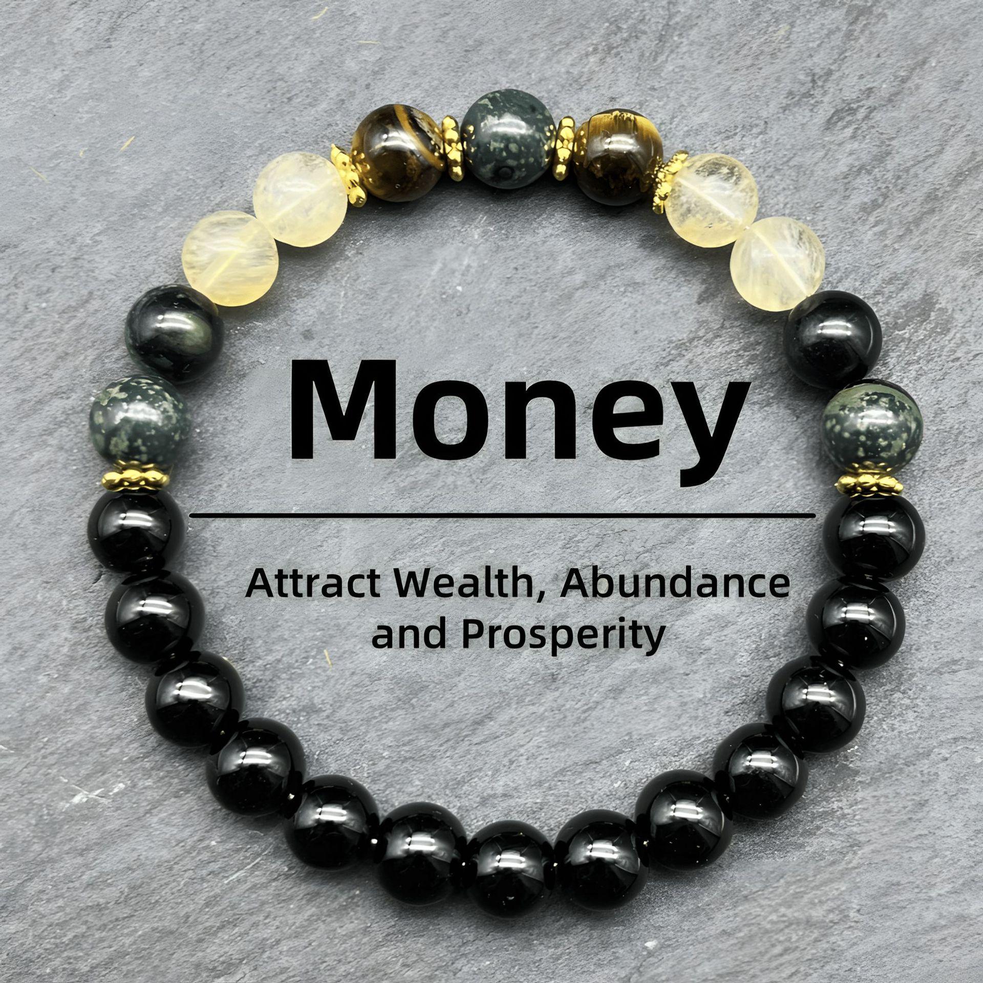 Браслет Shein TK Тигровый глаз и обсидиан для богатства с воробьем и чайным кристаллом. 8mm