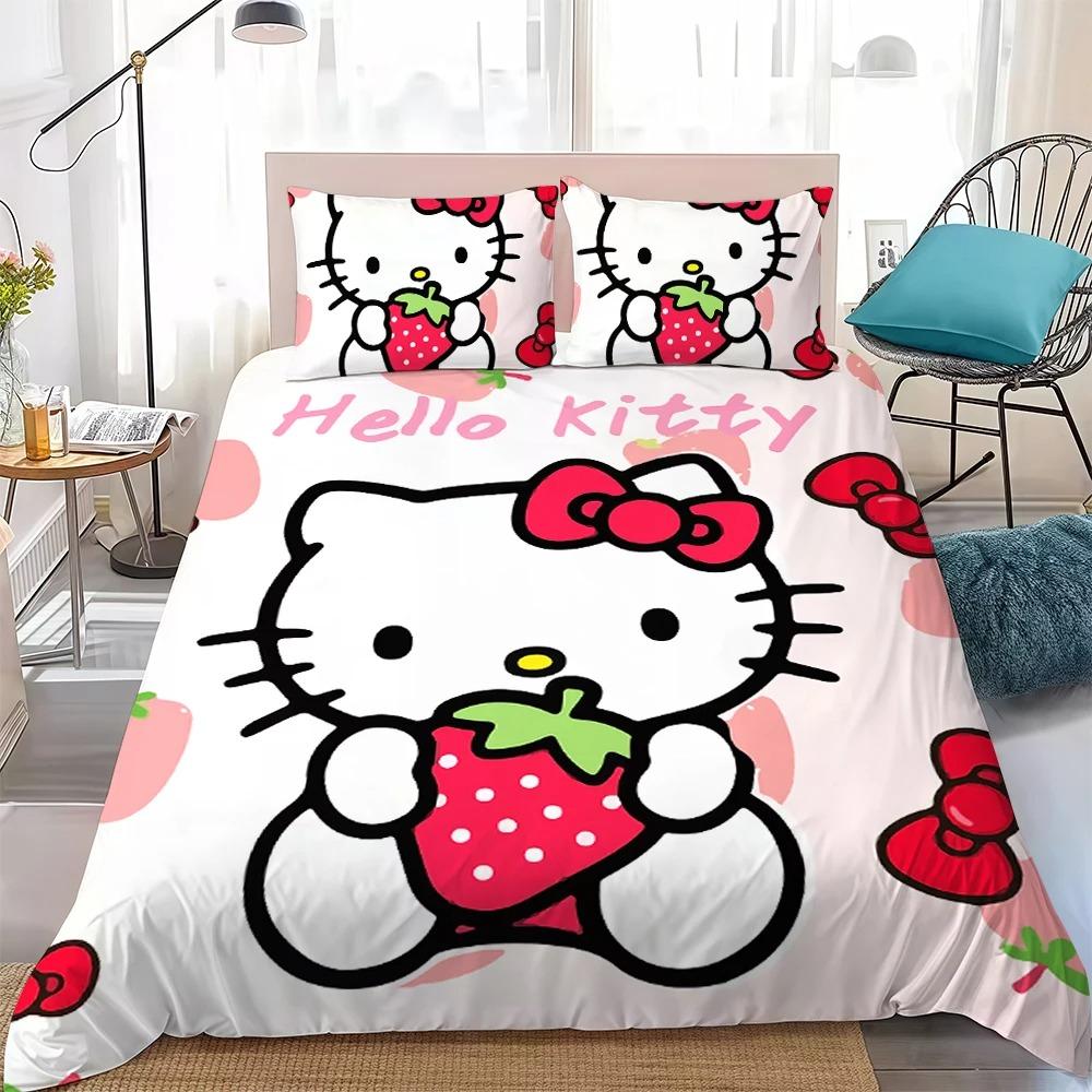 Cute Duvet Cover Set H-Hello Kittys Bedding Set Kids Boy Girl Bedroom Decoration Student Dormitory Home Style 2/3piece set
