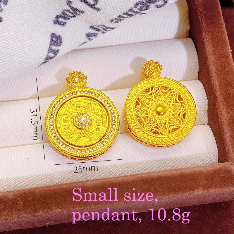 Brass gold-plated diamond inlaid auspicious eight treasure compass pendant, rotatable, luxurious and exquisite, safe sweater chain, pendant