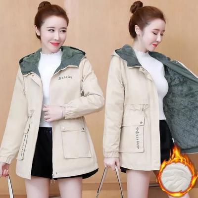 Women Winter Loose Hooded Fleece Lined Parkas Thicken Warm Casual Mid-length Coat Ladies Windbreaker Snow Jacket Outwear