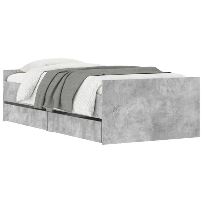 VidaXL Bed Frame with Drawers Concrete Grey 90x190 Cm 3207381
