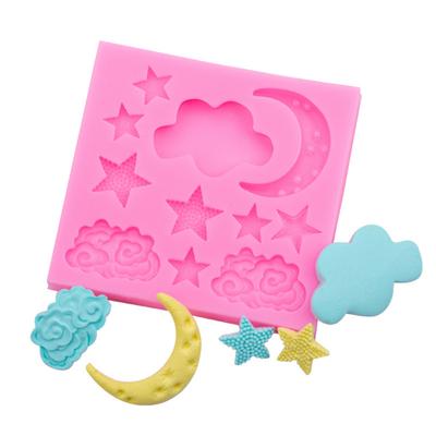 Molde de silicone para bolo fondant faça você mesmo, nuvem branca, estrelas, lua, gotas de chocolate, cola