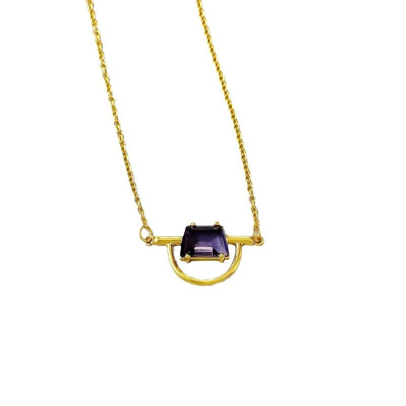 Fashion High Sense Geometric Needle Stud Earrings Temperament Zircon Half Circle Necklace Fashion Collarbone Chain