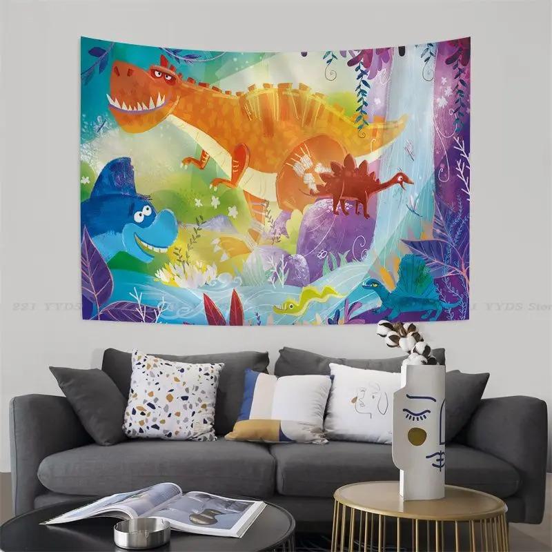 

Гобелен для гостиной в офисе с изображением маленького динозавра, цветной гобелен для украшения стен дома 100x75cm