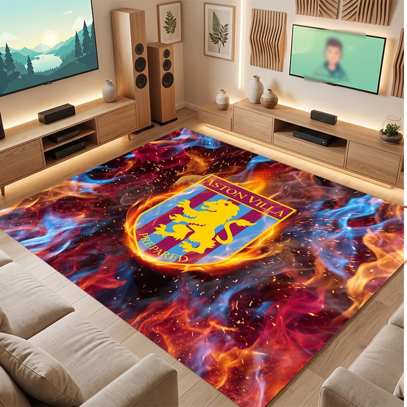 Tappeto in Velluto di Cristallo con Stampa Calcio Aston Villa, Comodo Assorbente d'Acqua Antiscivolo Tappeto per Pavimenti Interni