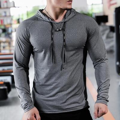 Herren Sport Kapuzenpullover Lässige Langarmshirts Herbst Winter Fitness Sweatshirt Schnell trocknend Atmungsaktiv Lauftraining Tops