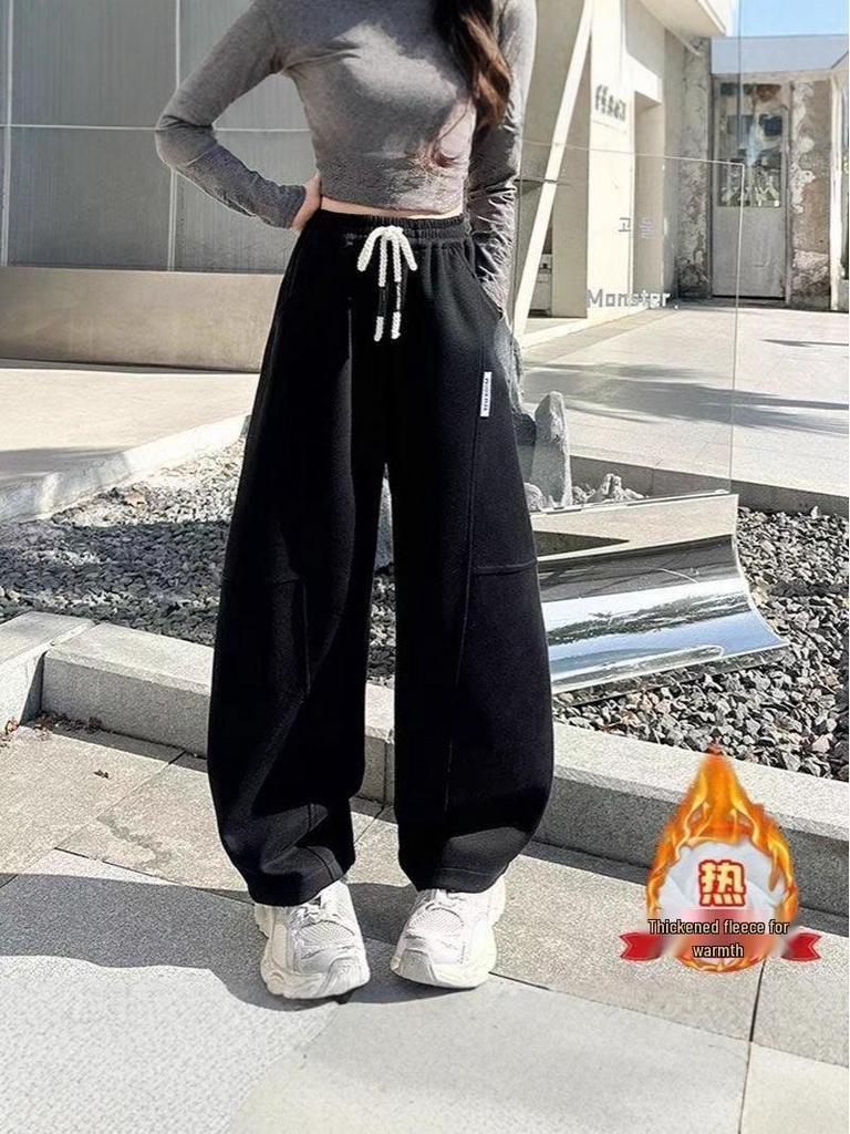 Girls' Wide-Leg Fleece Pants - Autumn/Winter Thickened Casual Sportswear