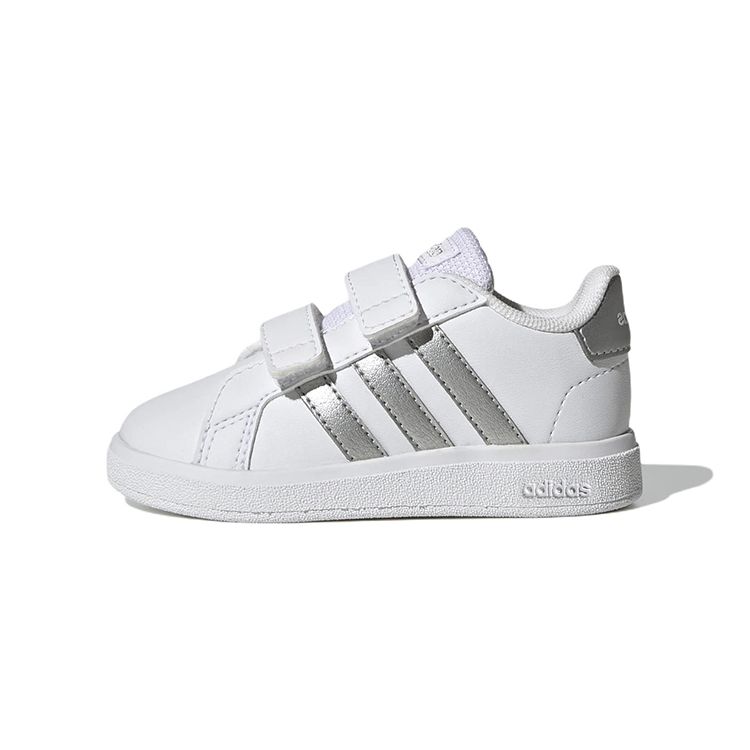 

Adidas Grand Court 2.0 I Белые матовые серебристые детские кроссовки Cloud-White GW6526 26½