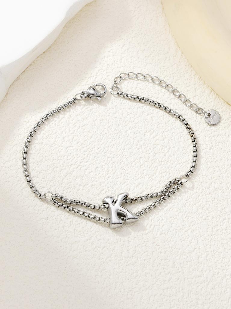 New stainless steel wholesale 26 English letters double-layer ring gold-plated bracelet