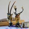 Resin Handicrafts Elk Head Statue Simulated Animal Handicrafts Antelope Deer Decorative Figurines Home Decoration Accessories
