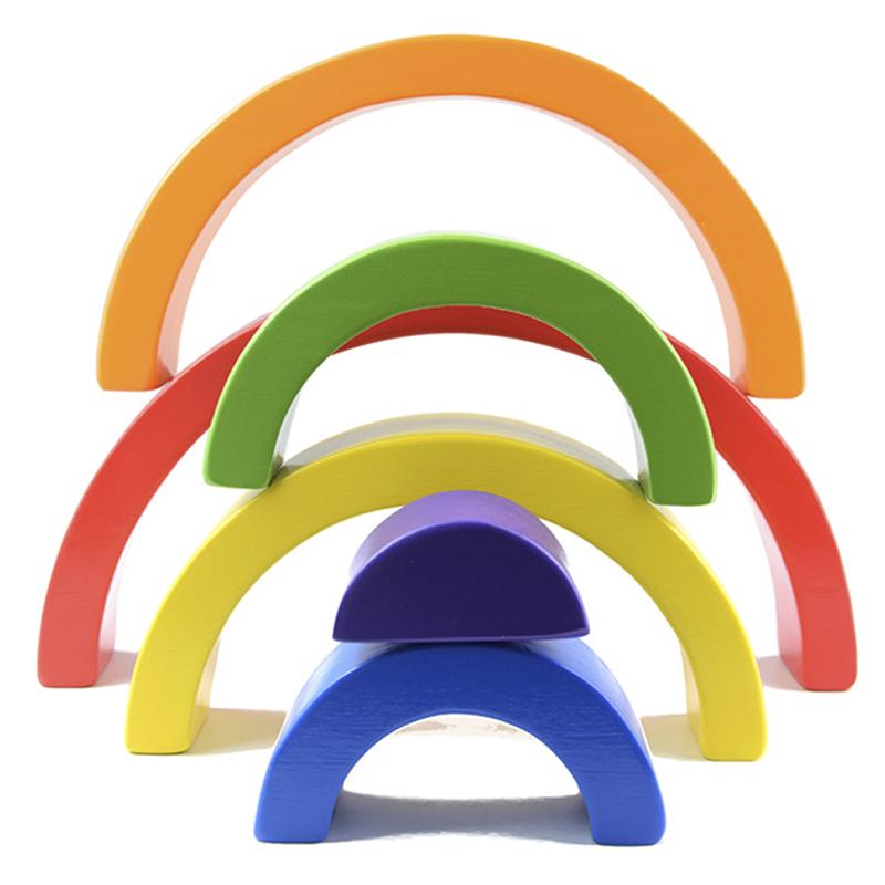 Kinder Holzspielzeug Montessori Regenbogen Bausteine DIY Kreatives Stapeln Balance Spiel Lernspielzeug für Kinder Kindergeschenke