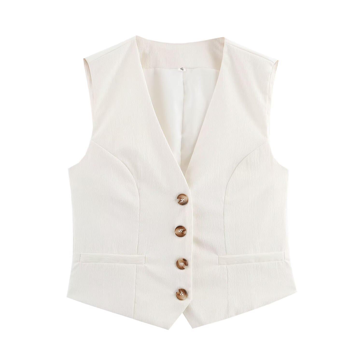 

Весна 2025 Женский Европейский и Американский Приталенный Однобортный Топ-Жилет Large