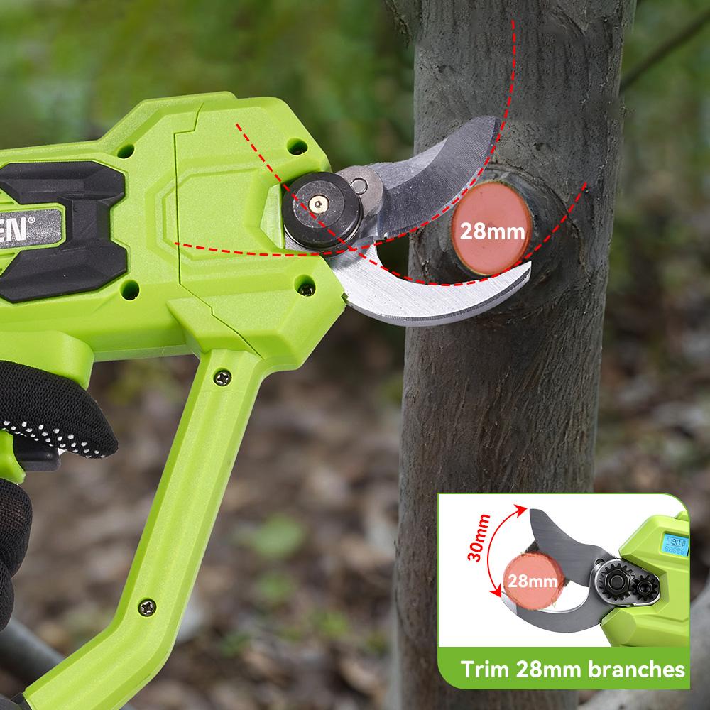 ONEGREEN Brushless 30MM Electric Pruner Shear 2 Gears Cordless Tree Bonsai Pruning Scissors Tools For Makita 21V Battery Pin