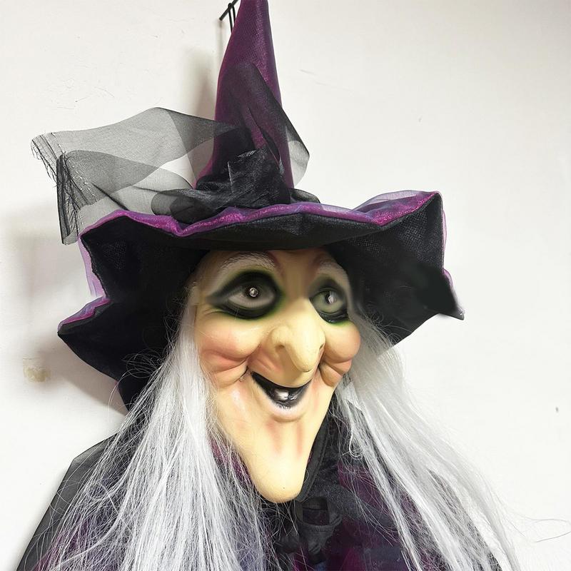 Halloween Decorations Props Life Size Animatronic Witch Sound Activated Screaming Glowing Eyes for Haunted House Party Supplies