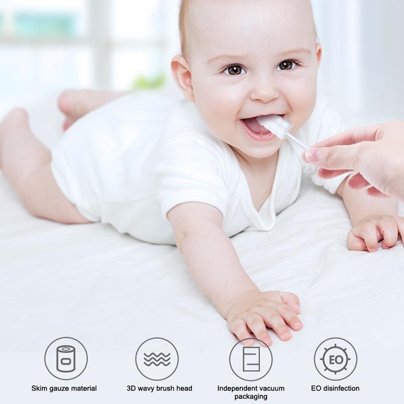 30 Adet/Kutu Bebek Dil Temizleyici Tek Kullanımlık Gazlı Bez Diş Fırçası Kağıt Çubuk Ağız Temizleyici Fırça Yenidoğan Ağız Bakımı Çubuk Diş Bakımı