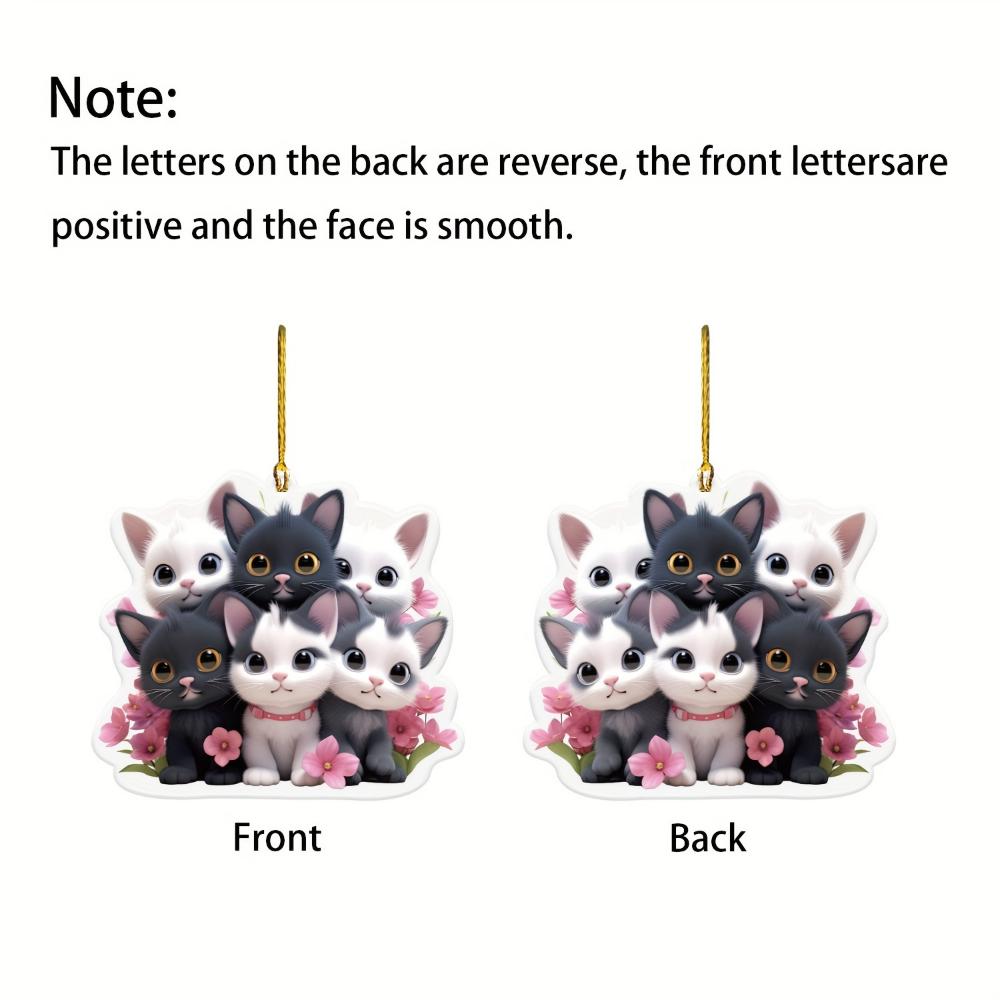 Cute Cat 2D Flat Acrylic Pendant, Car Rearview Mirror Decorative Pendant, Bag and Keychain Accessories