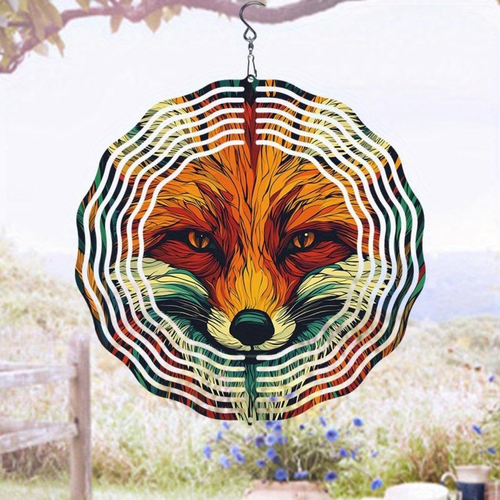 Garten Fuchs Muster Windspiel Außendekor Rotierendes Hängeornament für Thanksgiving Weihnachten Feiertagsgeschenk Heim Hof Dekoration