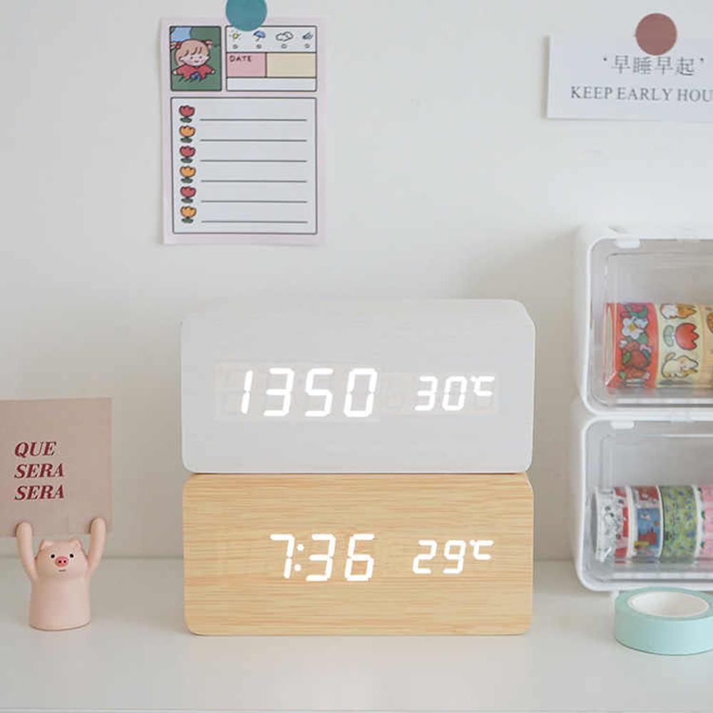 

Деревянный будильник светодиодные настольные часы голосовое управление цифровые деревянные Despertador USB/AAA питание электронные настольные часы