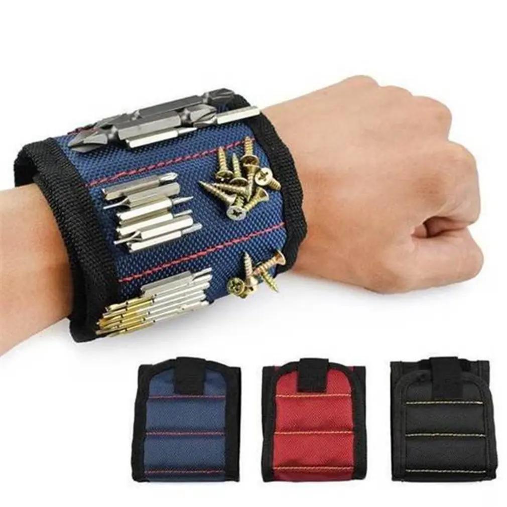 Magnetic Wristband Portable Tool Bag Magnet Electrician Waist Tool Belt Screws Nails Drill Bits Bracelet Drill Bag Repair Tool