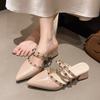 Coarse-heeled sandals for women 2025 This summer's new fashionable and versatile, exquisite one-word belt, outside wear, fairy style with skirt
