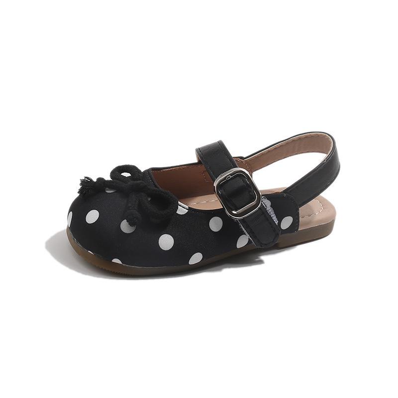 Fairy Style Polka Dot Ballet Sandals for Girls - Trendy Summer Bowknot Closed-Toe Shoes
