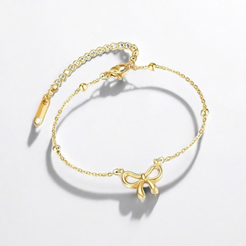 Fashionable Steel Jewelry Set Featuring Butterfly Bowknot Pendant Elegant Necklace And Bracelet For Everyday Wear