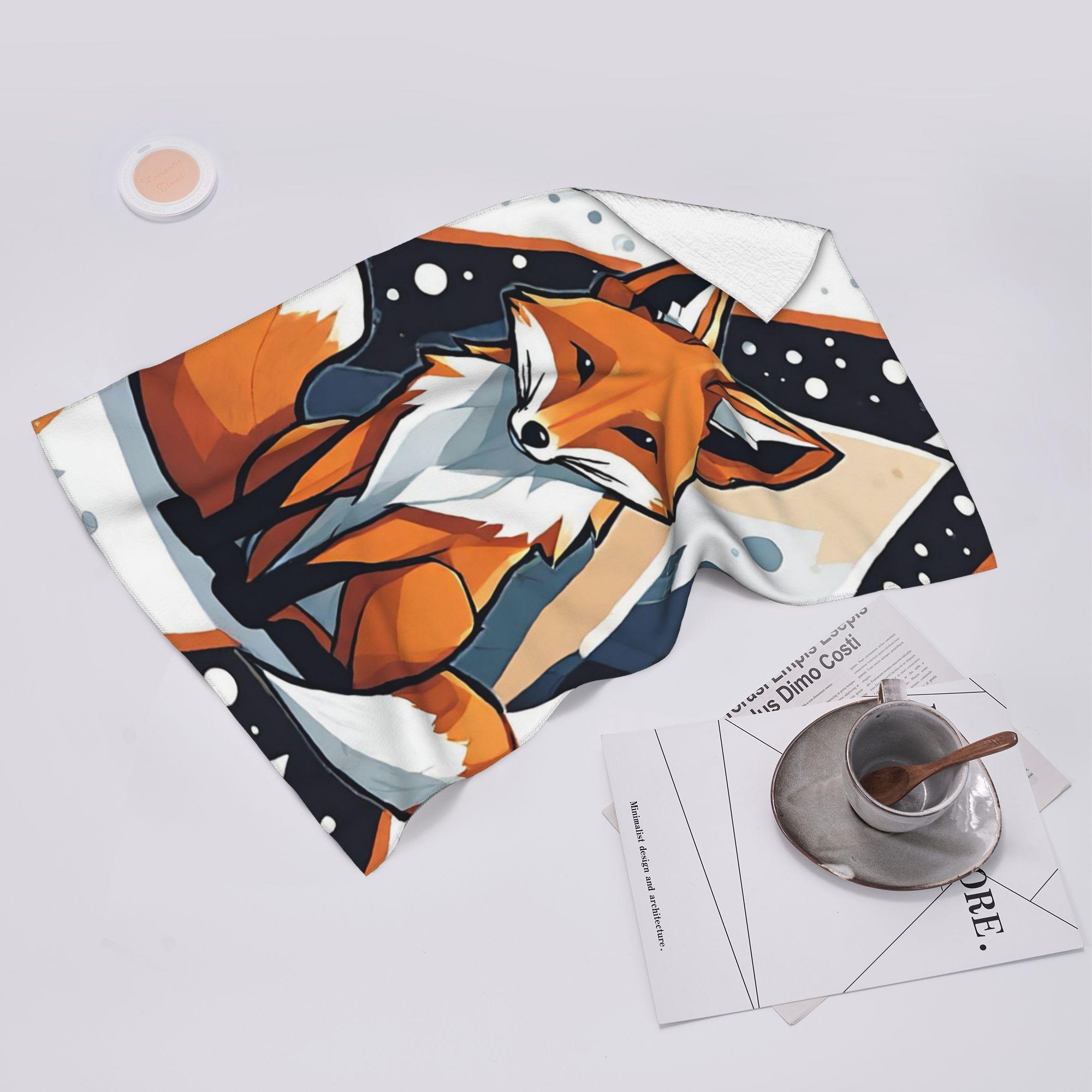 Creative Man White Smiling Geometric Fox Soft Face Towel Quick Dry Pool Bath Cotton Towels Breathable