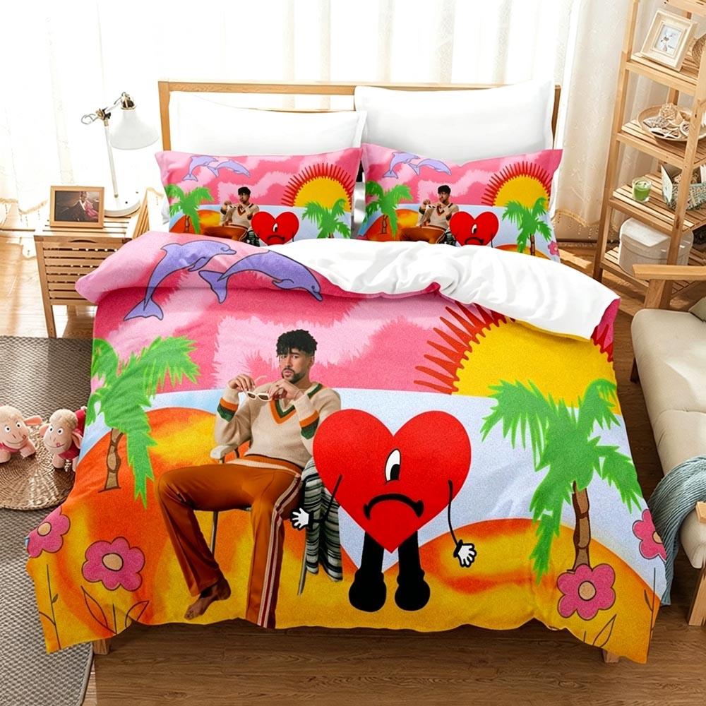 Bad Bunny Un Verano Sin Ti Bedding Set Summer Beach Print Duvet Cover All Sizes CustomizableTextile Twin Full Queen King Size