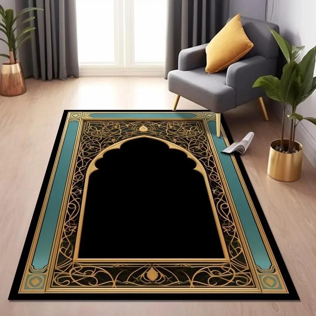 Islamic Muslim Qibla Carpet Living Room Bedroom Lounge Bedside Floor Mat Home Decoration Water-Absorbent Anti-Slip Carpet