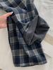 Women's Fleece-Lined Retro Plaid Wide-Leg Pants - Autumn/Winter Casual